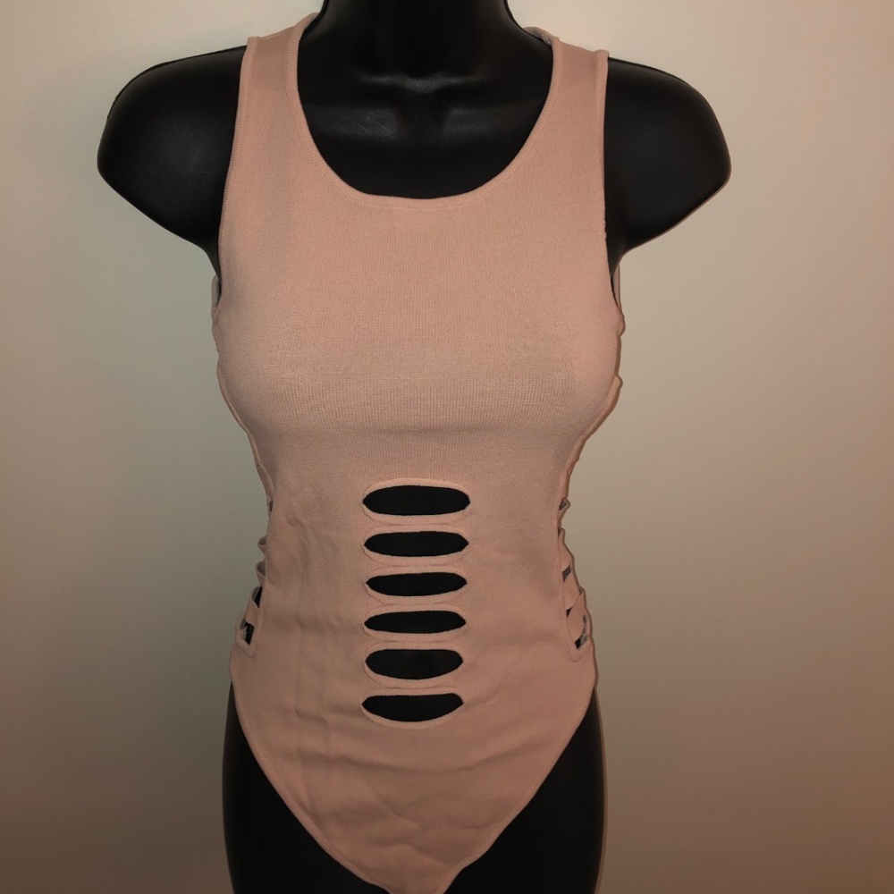New Pink Cut Out Bodysuit